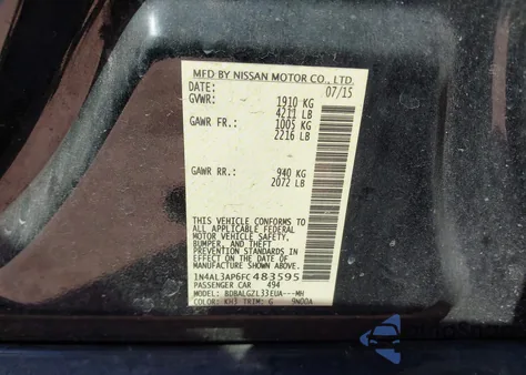 2015 Nissan Altima 2.5 S from USA, damaged, VIN 1N4AL3AP6FC483595
